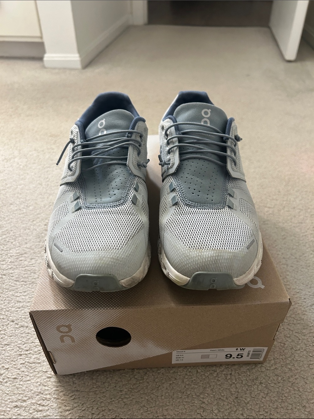 On Running Men's Athletic Sneakers in Light Gray and Slate Blue